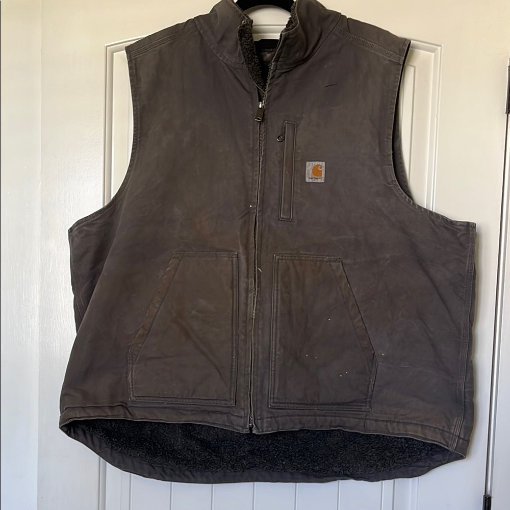 Carhartt Gray Workwear Vest with Insulated Lining
